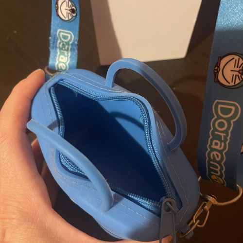 Doraemon crossbody bag like new, blue turquoise silicone