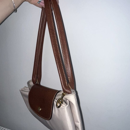Longchamp shoulder bag used, white and beige