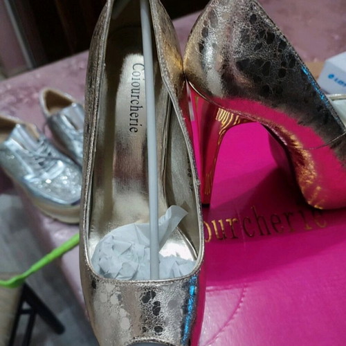 Gold Peep-Toe Pumps New Size 37-37.5