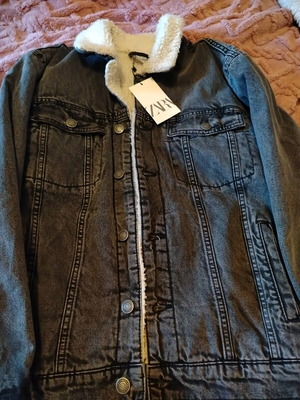 Zara kids jacket with fur new, size 13-14, black