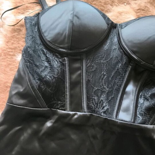 Corset dress black satin texture, like new, size L
