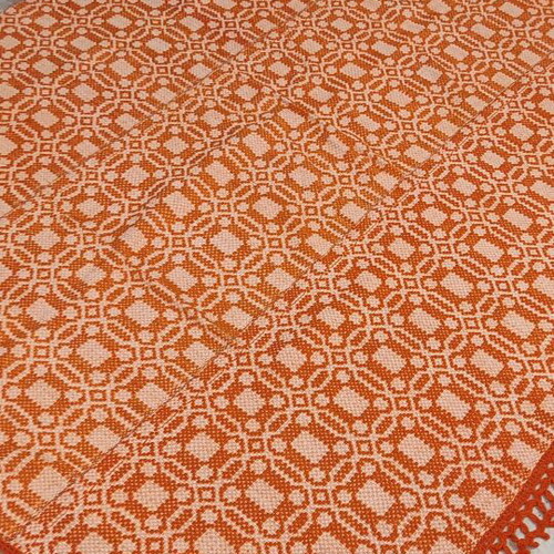 Handwoven Blanket like new with geometric caramel patterns