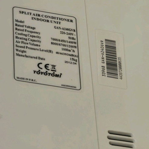 Toyotomi inverter air conditioner 24,000 BTU A/A++ with ionizer like new