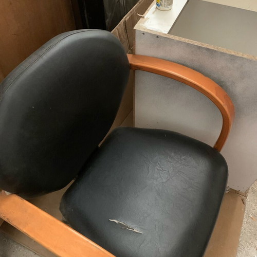 Hair salon furniture used, three chairs, shampoo bowl, desk