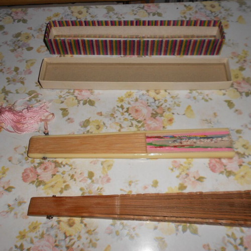 Japanese fans used, set of 2 with case