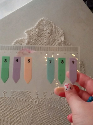 Multicolored pastel bookmarks used