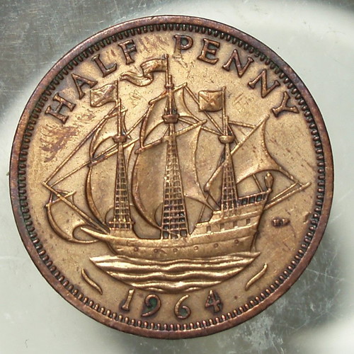 Half Penny coin used, lot of 3, United Kingdom