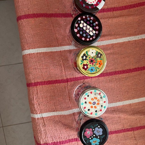Small Hand-Painted Glass Jars like new