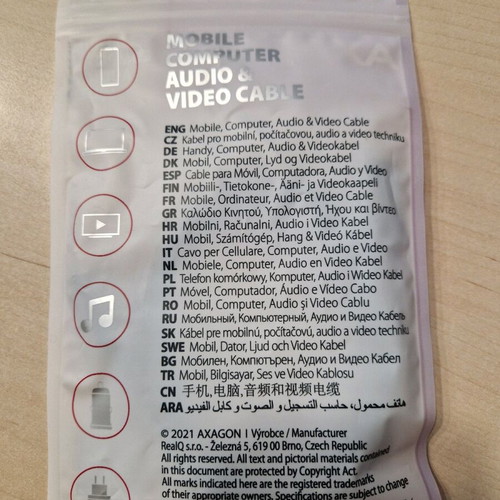 Axagon usb-c to usb-c cable new 1 m charging and data transfer