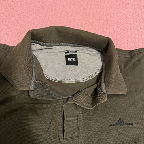 HUGO BOSS men's long-sleeve polo Pima Cotton khaki
