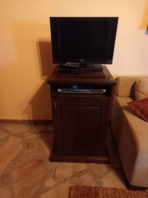 TV furniture and mini bar fridge used, mahogany for professional use