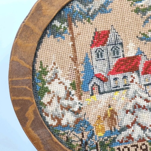 Gobelin used from 1979 with hand embroidery and oak frame