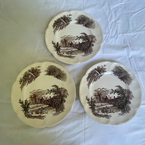 Johnson Brothers plates set of 3 used, hand-painted, 25.5 cm