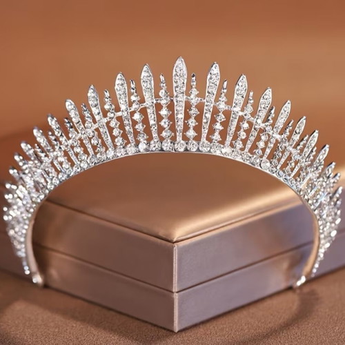 Bridal tiara with crystal rhinestones silver, new