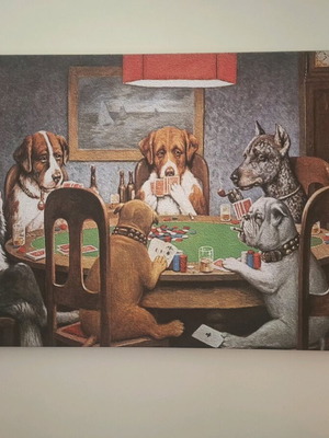 Dogs Playing Poker painting by Coolidge like new, modern decorative wall art