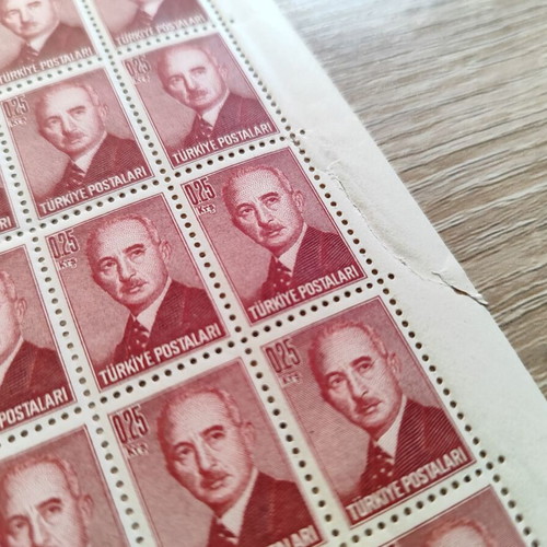 Vintage Turkish Stamps featuring İsmet İnönü 5 sheets used