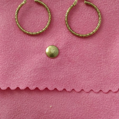 Silver hammered hoop earrings 925 with gold plating new
