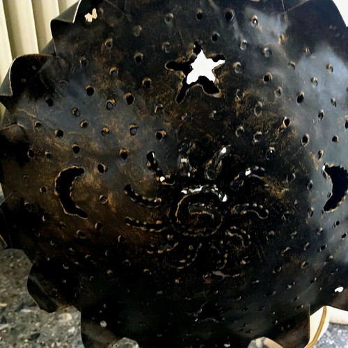 Table iron lamp used, black-brown color