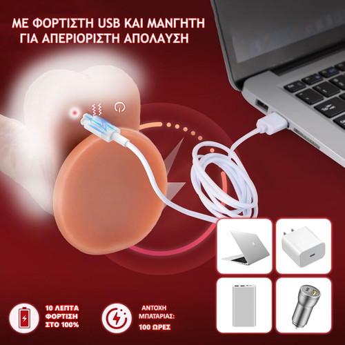 Ρεαλιστικό Dildo Σιλικόνης Καινούργιο με 10 Λειτουργίες Δόνησης και Θέρμανση