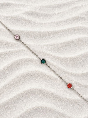 Silver 925 chain bracelet with multicolor zirconia, new