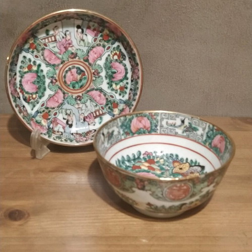 Chinese handmade porcelain plate and bowl used
