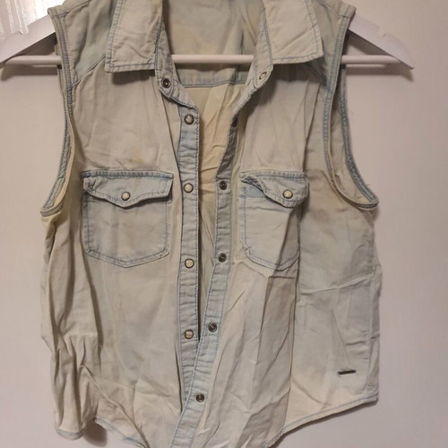 Denim sleeveless top Bershka like new, turquoise, size M