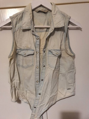 Denim sleeveless top Bershka like new, turquoise, size M