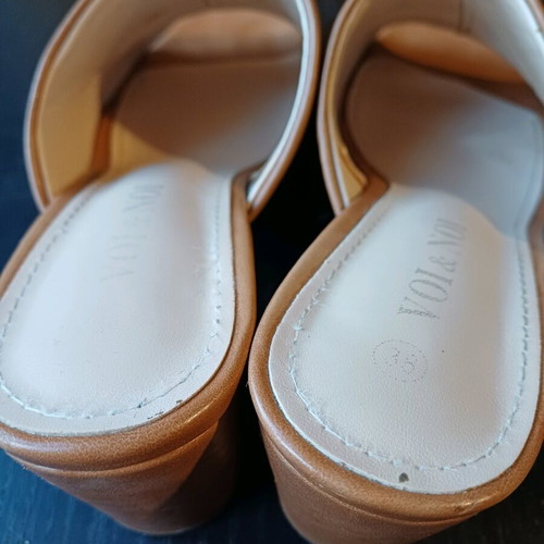 Voi & Noi women's mules used, camel, size 38