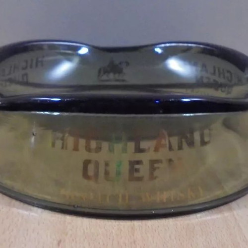 Highland Queen scotch whisky old promotional glass ashtray used