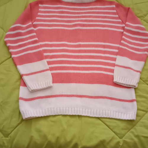 Seasonal knitted sweater like new, white - coral, 100% acrylic