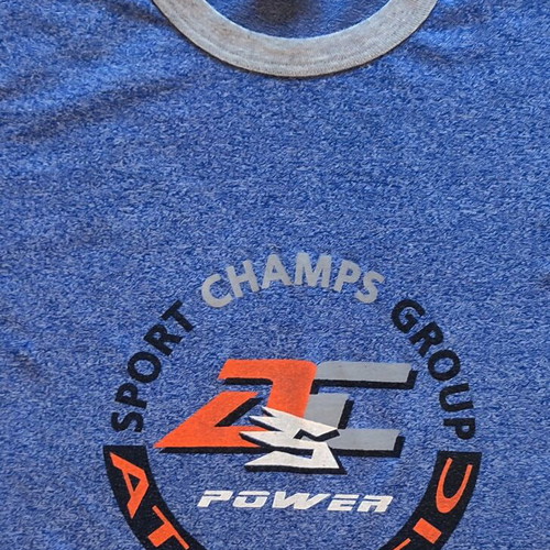 Map Vintage 90s Athletic T-shirt like new, melange blue and grey, size L/XL
