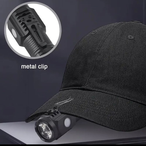 Rechargeable small flashlight with 3 LEDs, magnet and clip