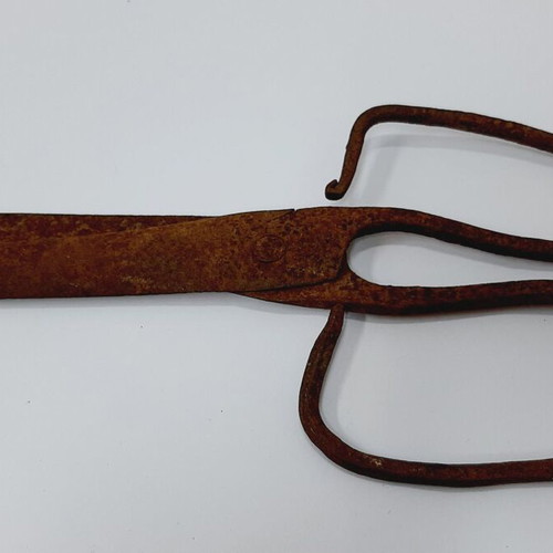 Hand Forged Antique Iron Scissors used, industrial rustic style, 23 cm