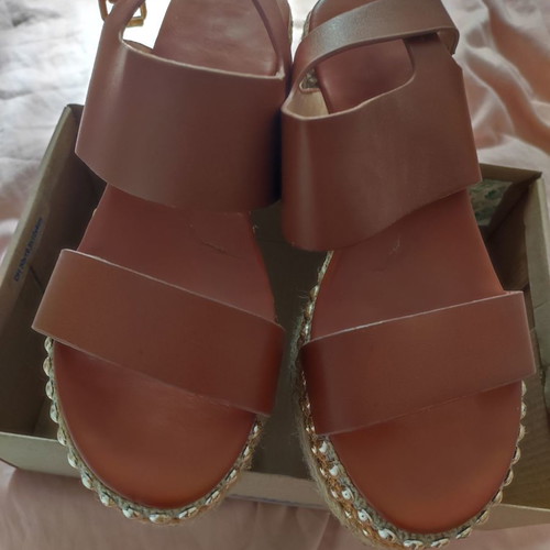 Women's platform sandals used, brown, size 38