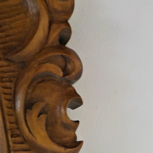 Entrance furniture with oval mirror, handmade, solid cherry wood