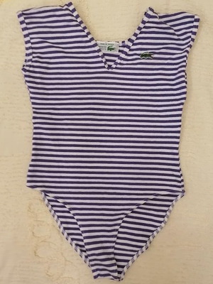 Vintage κορμάκι Chemise Lacoste 80s Small, σαν καινούργιο, άσπρο και μωβ