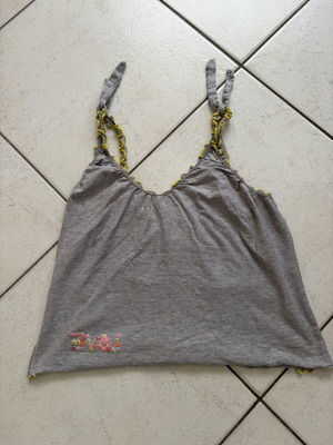 Women's Grey Top with Straps and Embroidery like new