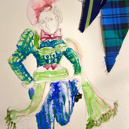 Theatrical costume design used, Alice in Wonderland, watercolor A3