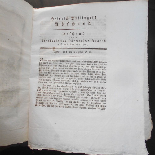 Books by Heinrich Bullinger and Johann Conrad Pfenninger used, 19th century