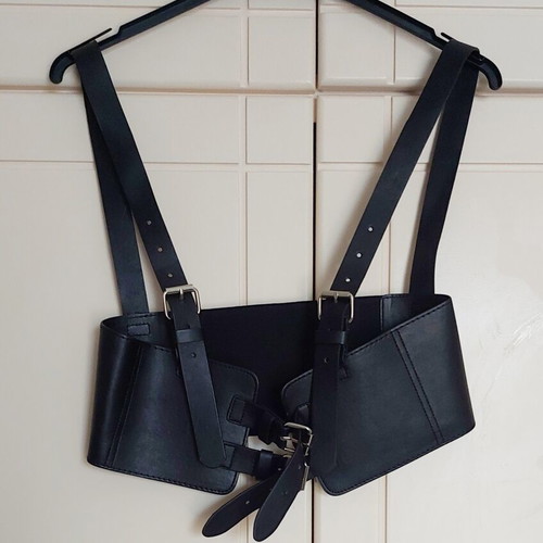 Black corset punk style adjustable straps, new