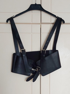 Black corset punk style adjustable straps, new