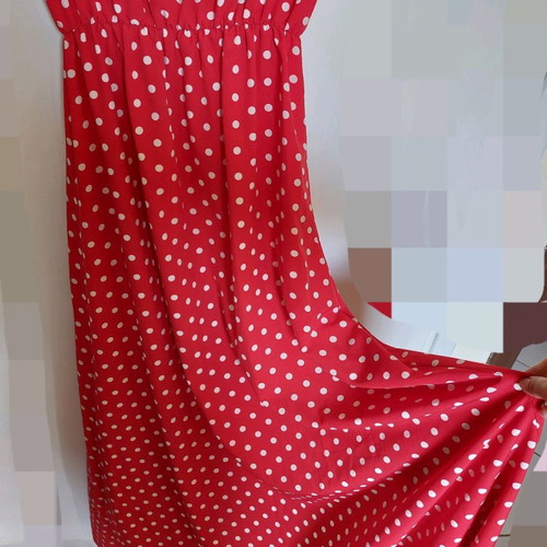 Long dress red with white polka dots size M like new