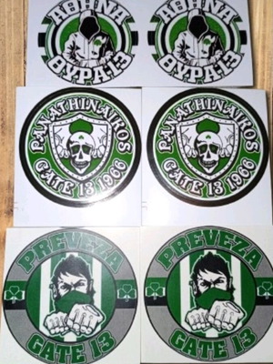 Panathinaikos round stickers, pack of 6, refurbished