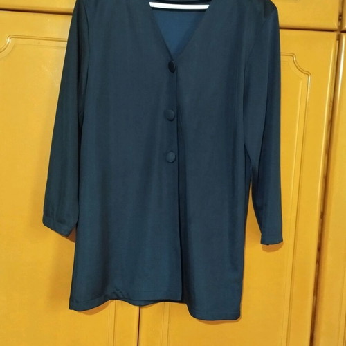 Shirt with Buttons and Shoulder Pads dark blue, like new, size L