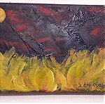  Χειροποίητος πίνακας Στάχια το Βράδυ, με ακριλικά χρώματα σε καμβά