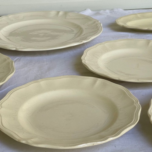 Digoin & Sarreguemines set used, 7 plates, large platter, appetizer dish