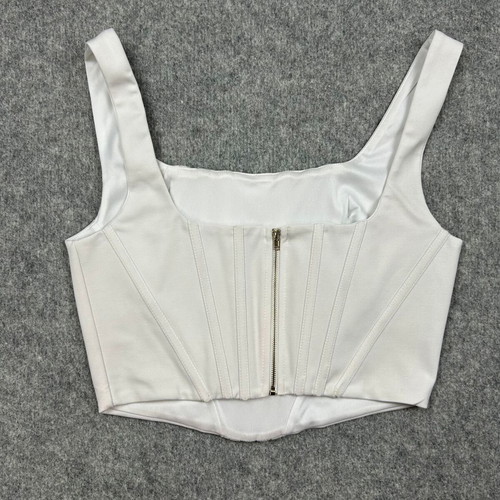 Corset crop top white XL used, bustier with boning and pleats