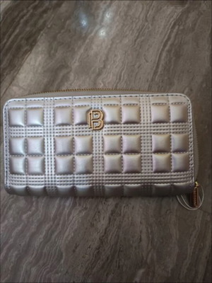 Bag to Bag wallet with coin and card compartments, silver