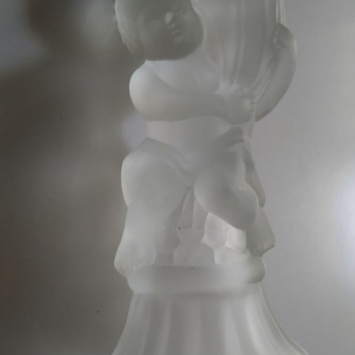 Vintage small candlestick from frosted glass like new