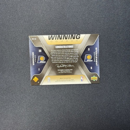 SPx 2006-07 Winning Combos Dual Jersey Memorabilia Card Sarunas Jasikevicius & Danny Granger like new